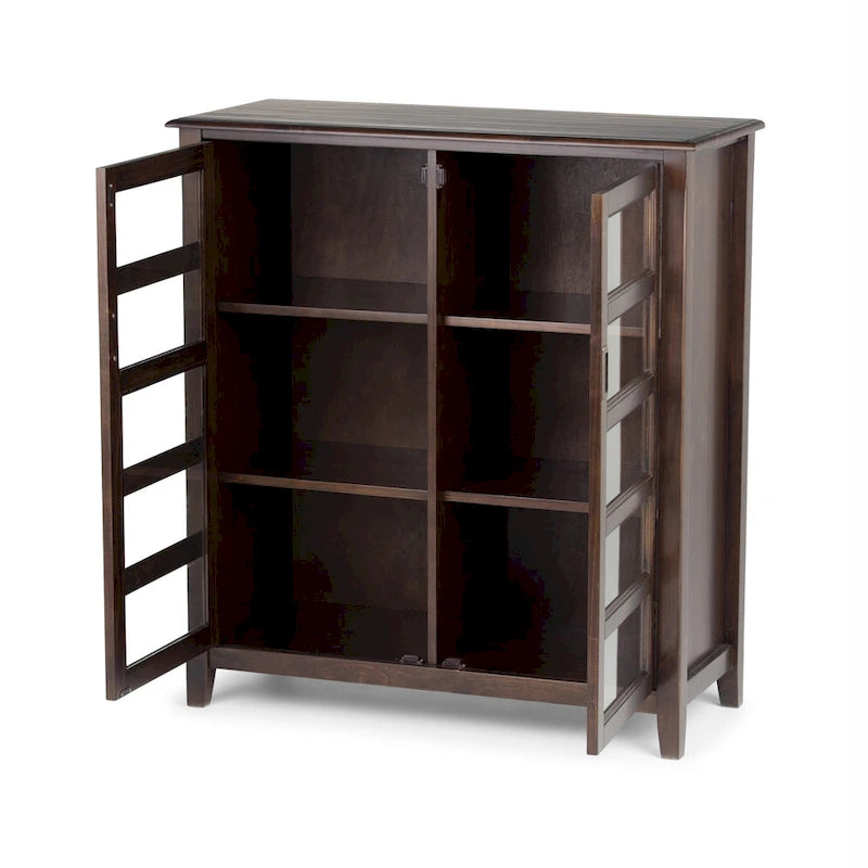 Solid Wood 40-Inch Storage Cabinet in Mahogany Brown