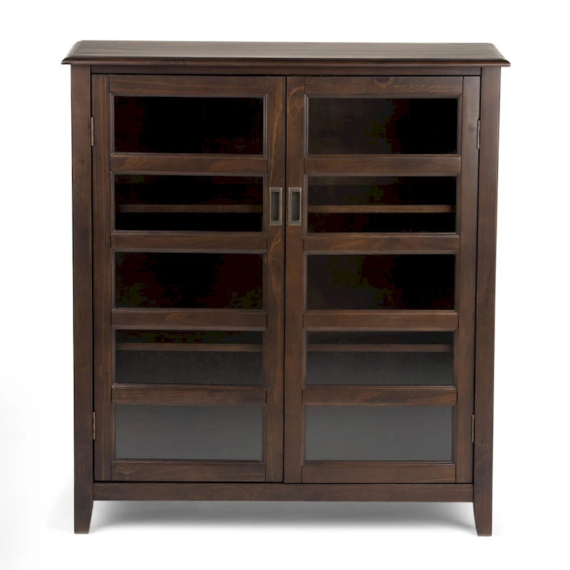Solid Wood 40-Inch Storage Cabinet in Mahogany Brown