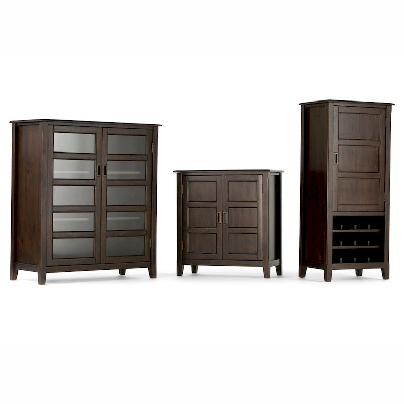 Solid Wood 40-Inch Storage Cabinet in Mahogany Brown