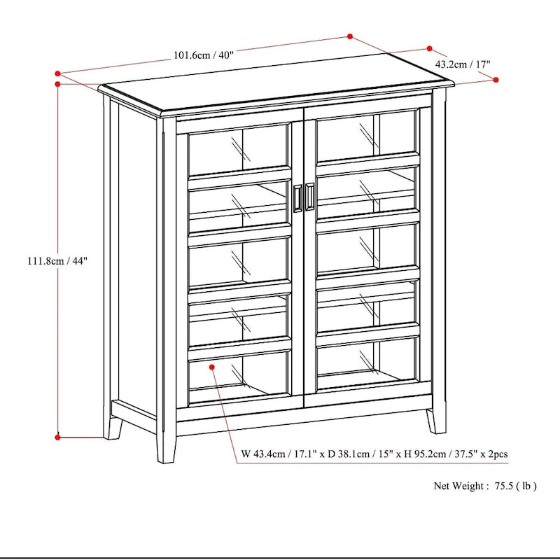 Solid Wood 40-Inch Storage Cabinet in Mahogany Brown