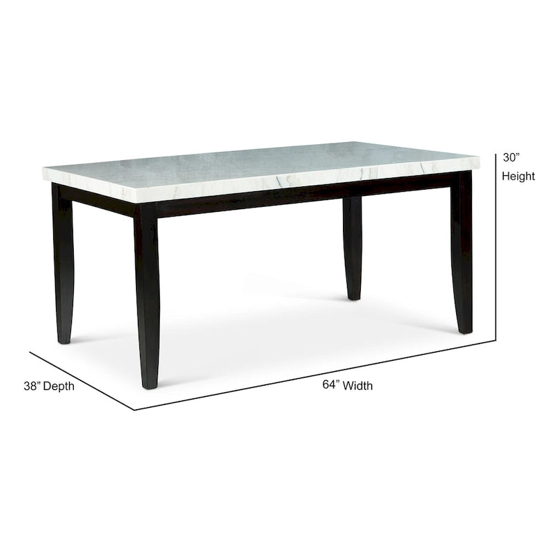 White Marble Dining Table with Ebony Base