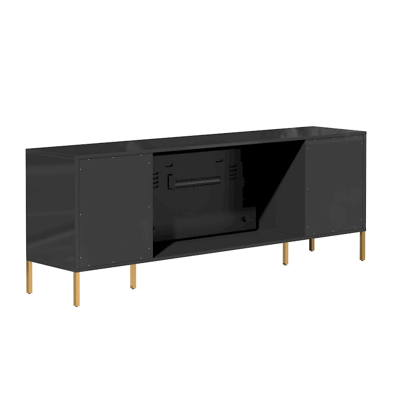 70-Inch High-Gloss TV Stand with 36-Inch Electric Fireplace