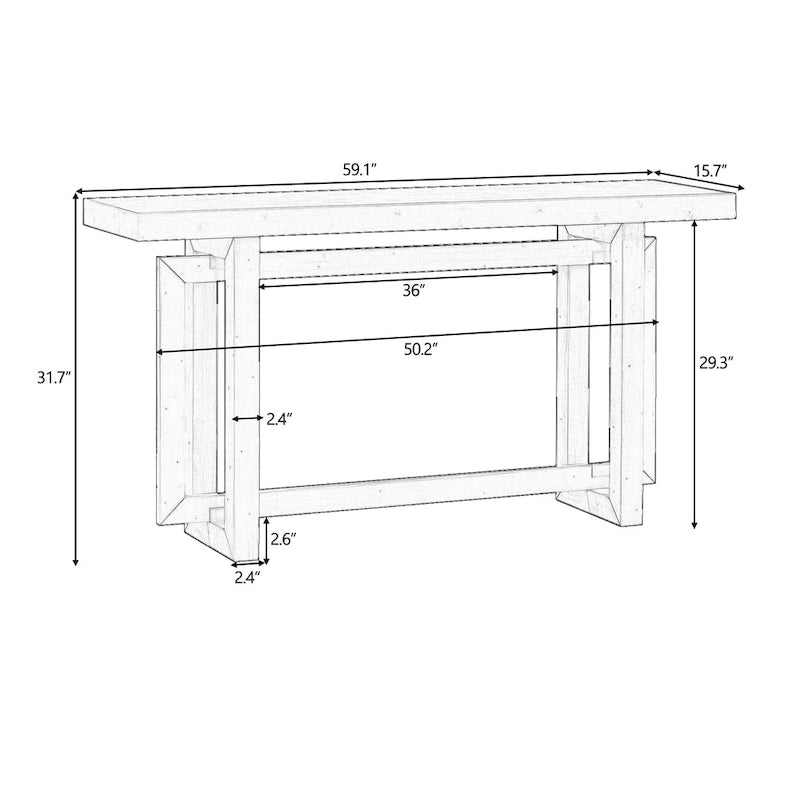 Industrial Console Table with Concrete-Textured Wood Top