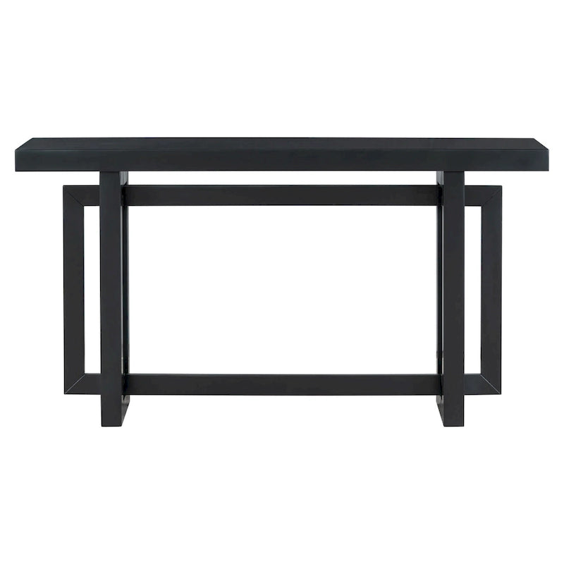 Industrial Console Table with Concrete-Textured Wood Top