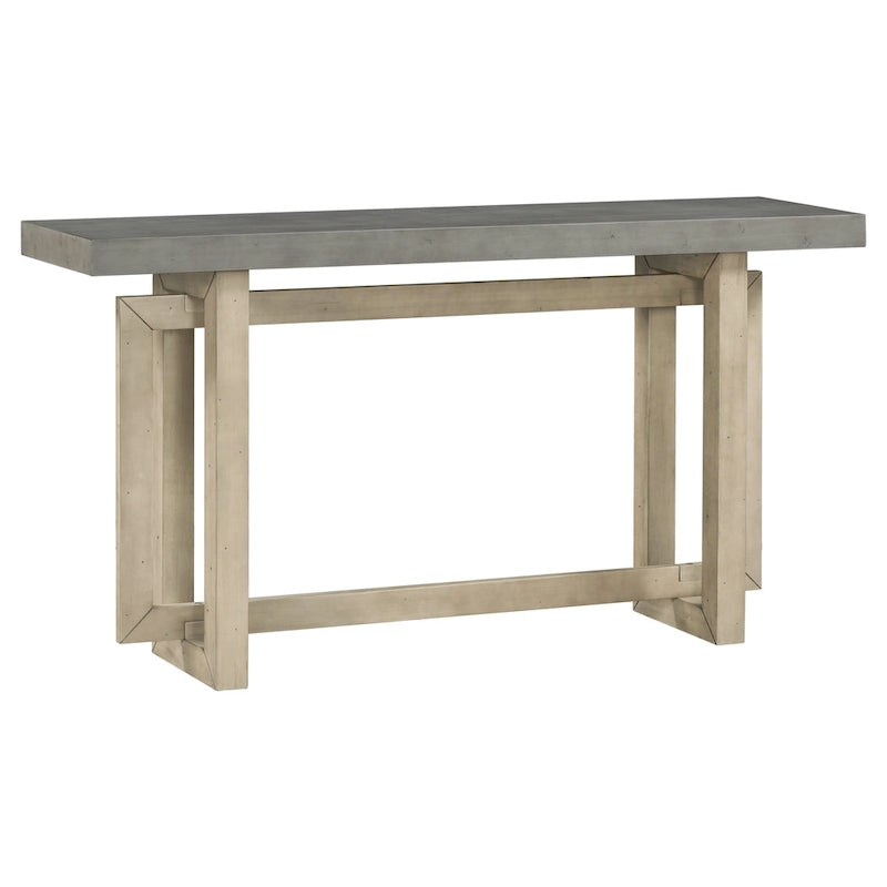Industrial Console Table with Concrete-Textured Wood Top