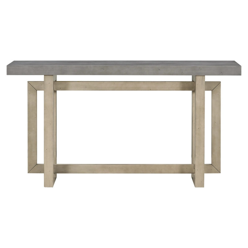 Industrial Console Table with Concrete-Textured Wood Top