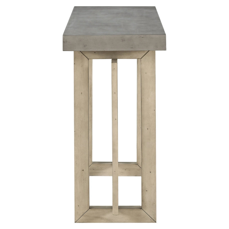 Industrial Console Table with Concrete-Textured Wood Top