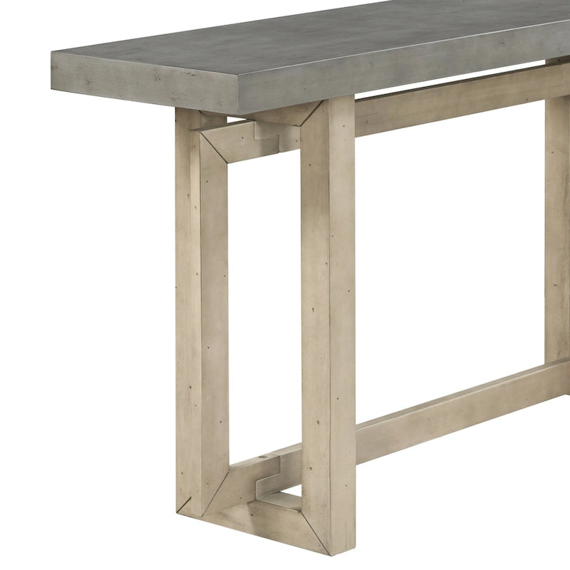 Industrial Console Table with Concrete-Textured Wood Top