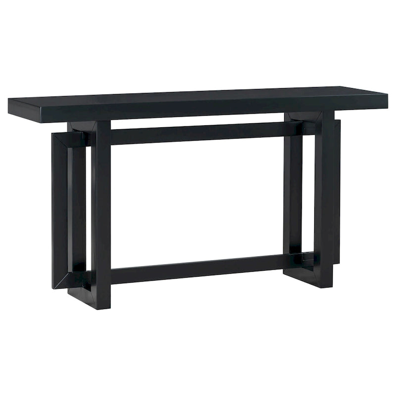 Industrial Console Table with Concrete-Textured Wood Top