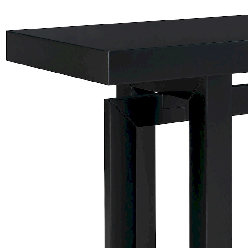 Industrial Console Table with Concrete-Textured Wood Top