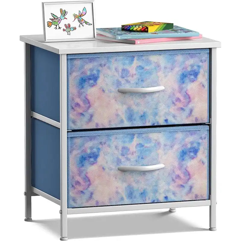 2-Drawer Bedside Nightstand with Fabric Storage Drawers
