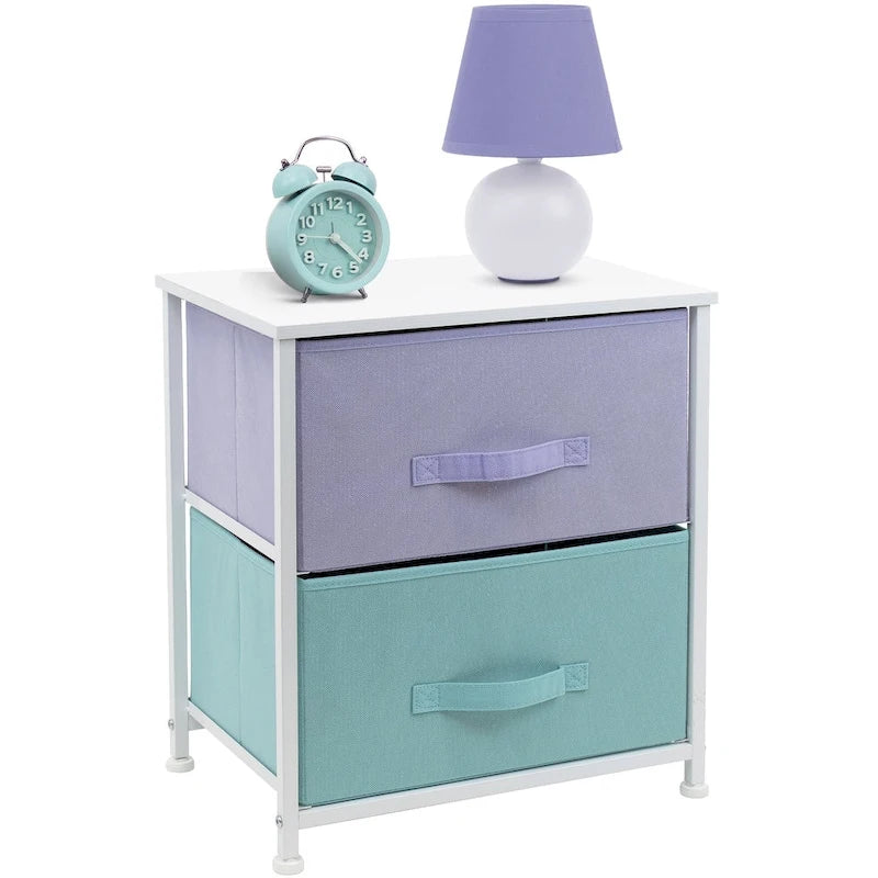 2-Drawer Bedside Nightstand with Fabric Storage Drawers