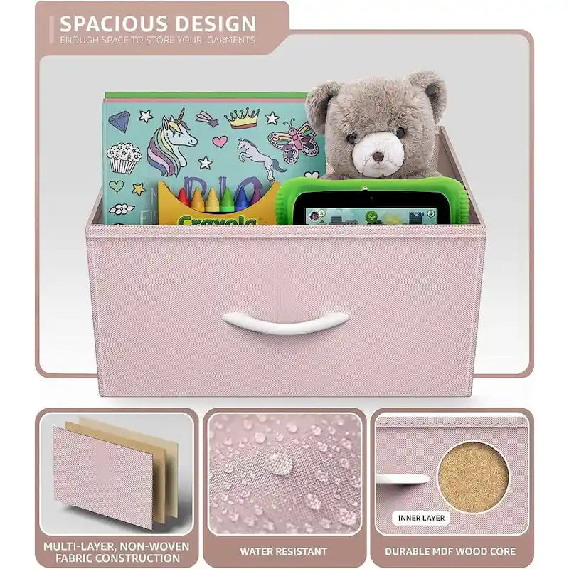2-Drawer Bedside Nightstand with Fabric Storage Drawers