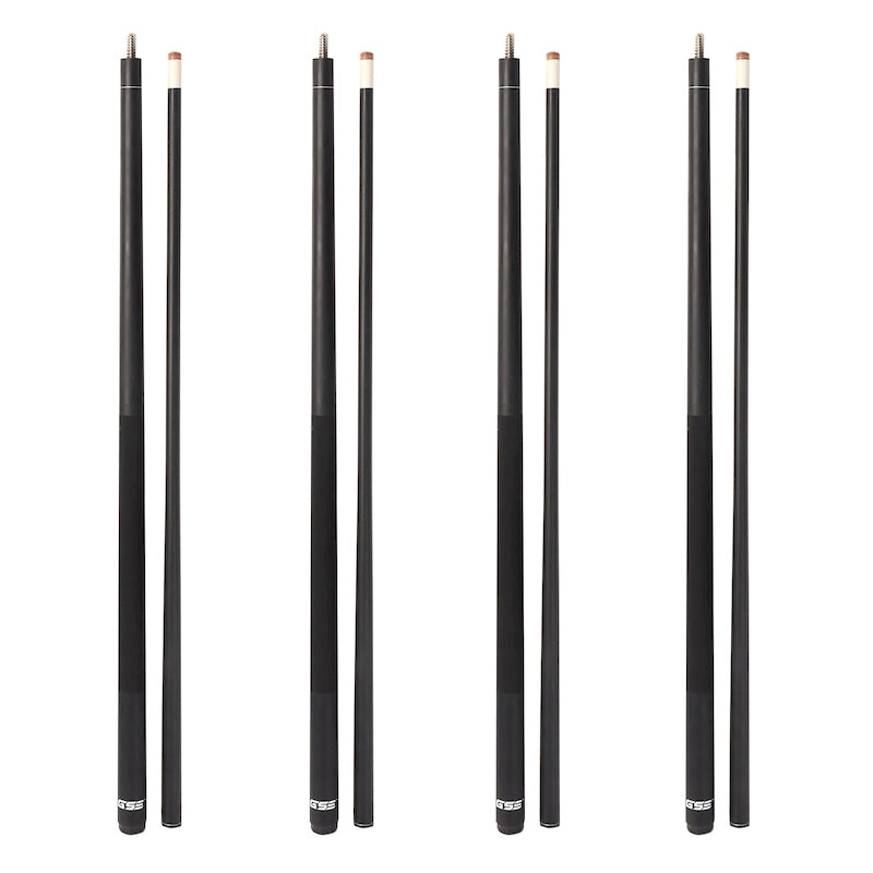 Set of 4 Matte Fiberglass Composite Pool Cues, 58-Inch, 2-Piece