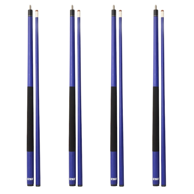 Set of 4 Matte Fiberglass Composite Pool Cues, 58-Inch, 2-Piece