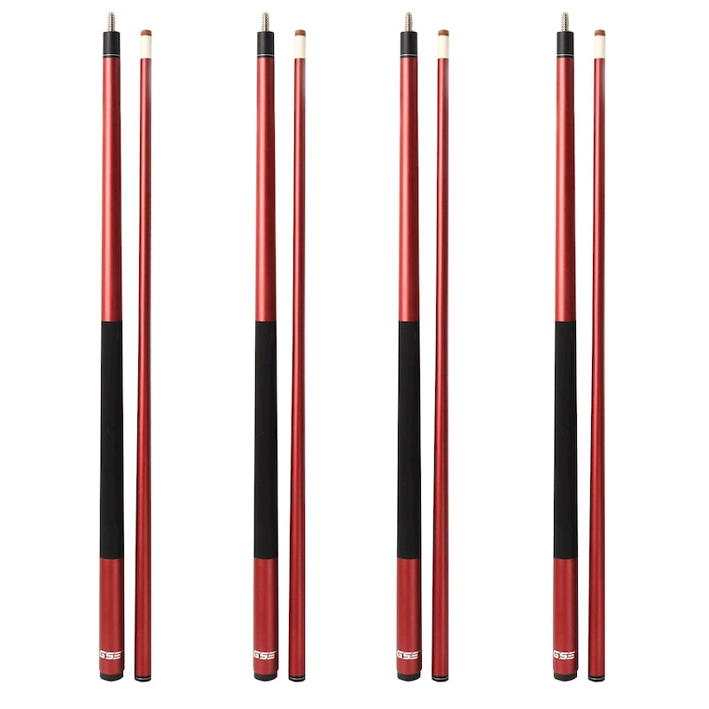 Set of 4 Matte Fiberglass Composite Pool Cues, 58-Inch, 2-Piece