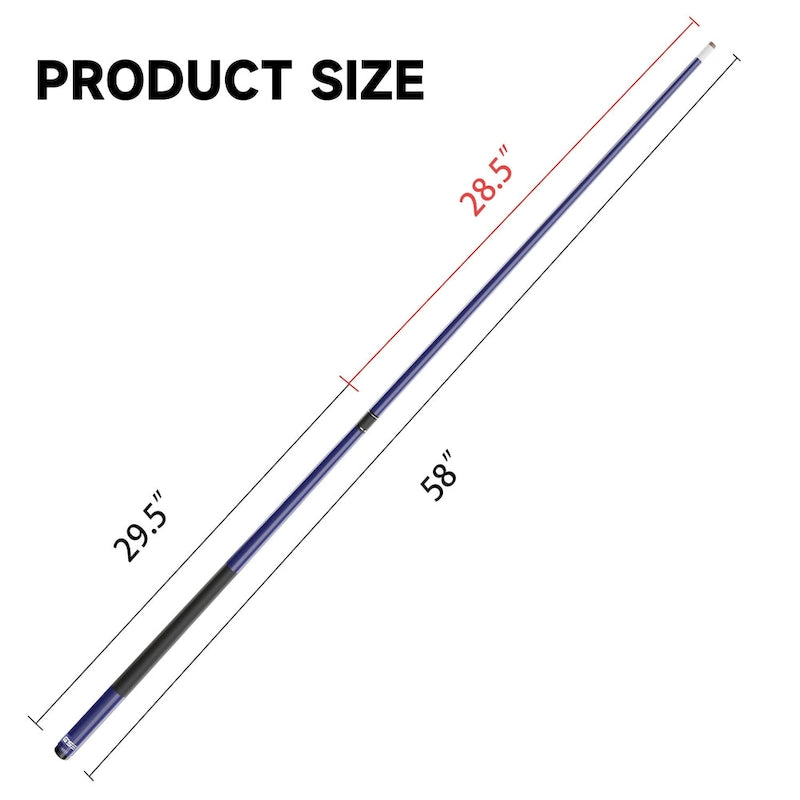 Set of 4 Matte Fiberglass Composite Pool Cues, 58-Inch, 2-Piece