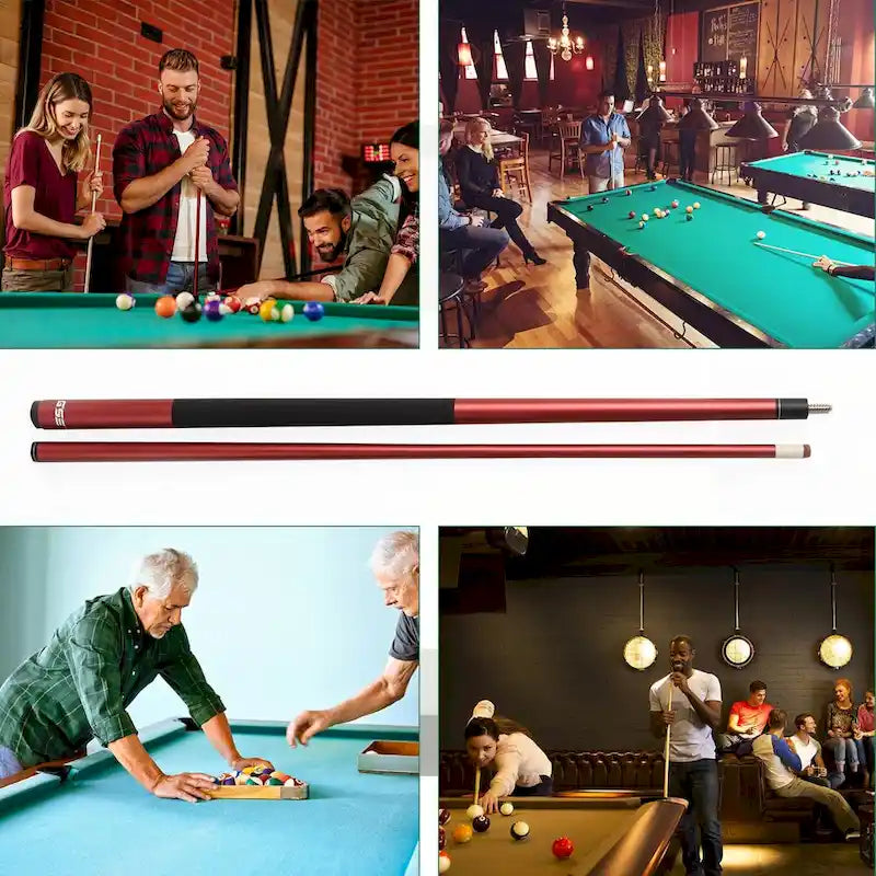 Set of 4 Matte Fiberglass Composite Pool Cues, 58-Inch, 2-Piece