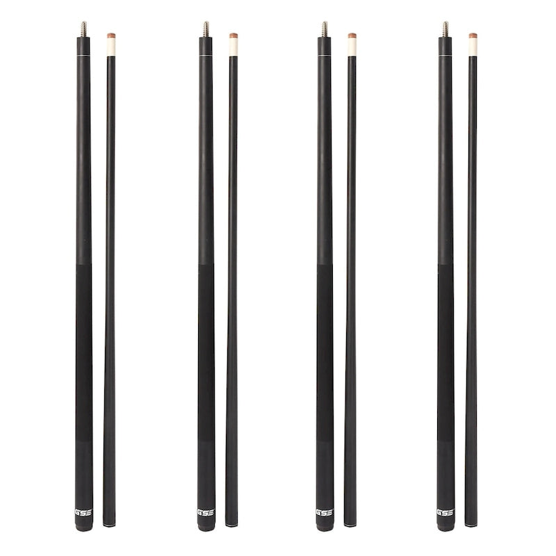 Set of 4 Matte Fiberglass Composite Pool Cues, 58-Inch, 2-Piece