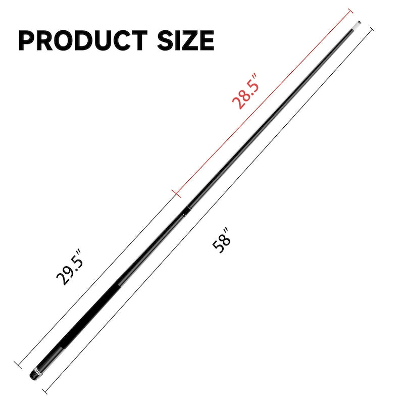 Set of 4 Matte Fiberglass Composite Pool Cues, 58-Inch, 2-Piece
