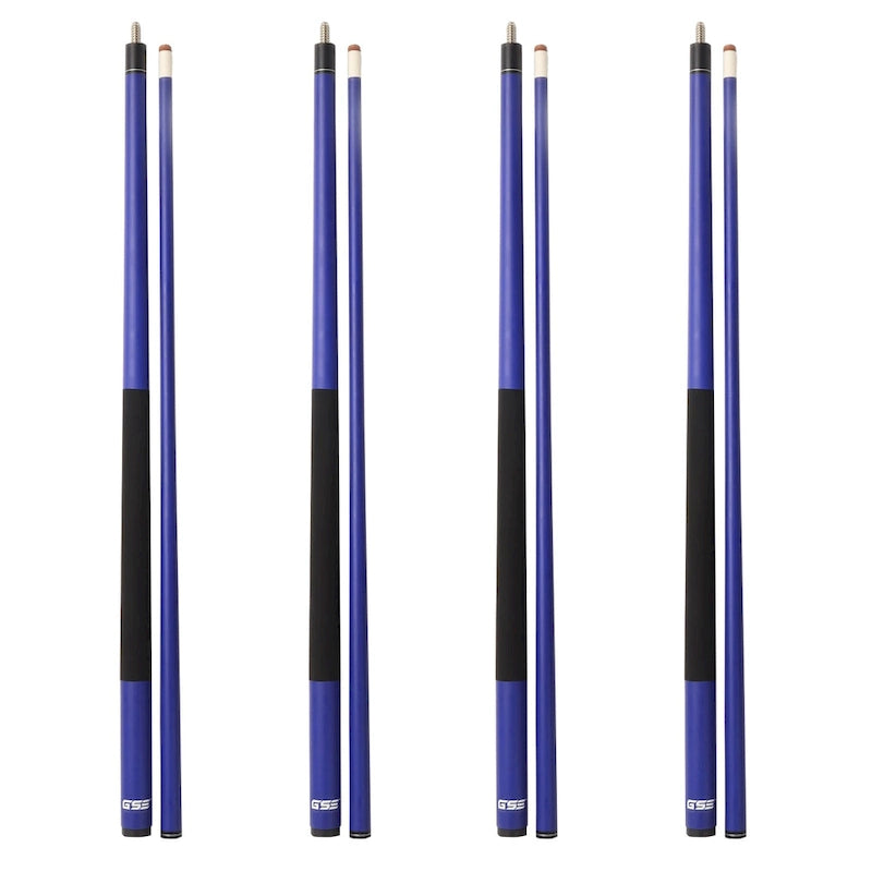 Set of 4 Matte Fiberglass Composite Pool Cues, 58-Inch, 2-Piece