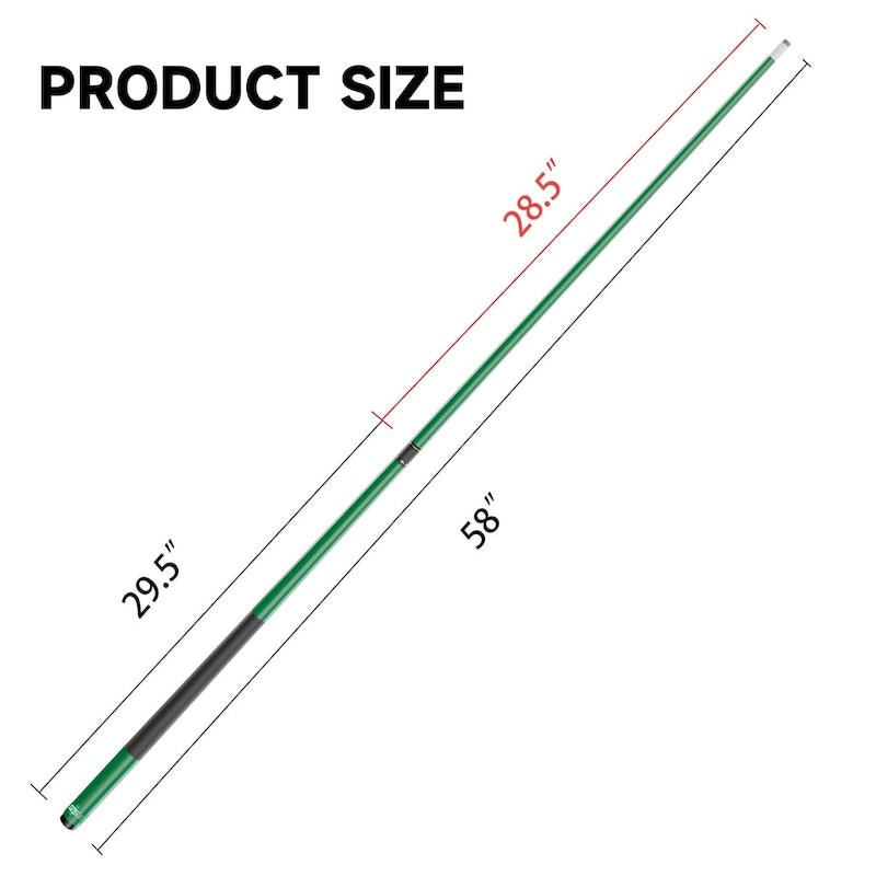 Set of 4 Matte Fiberglass Composite Pool Cues, 58-Inch, 2-Piece