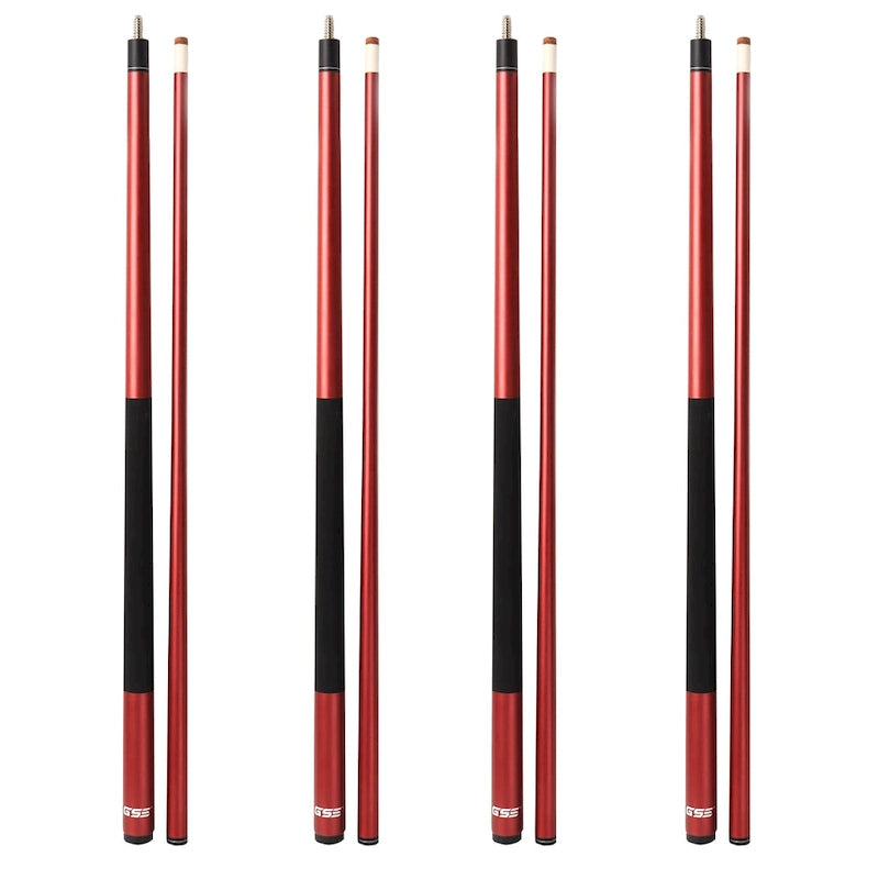 Set of 4 Matte Fiberglass Composite Pool Cues, 58-Inch, 2-Piece