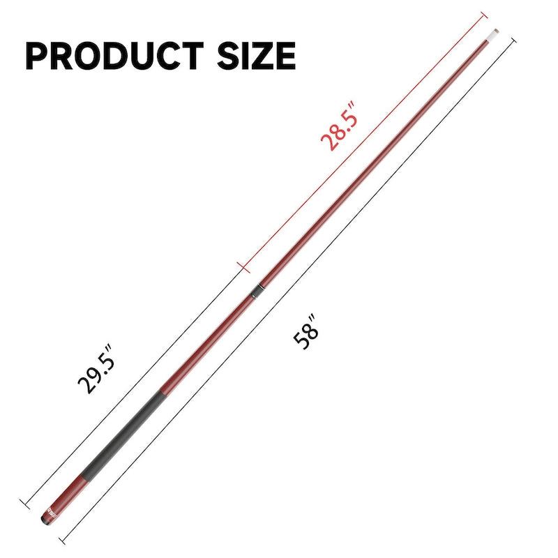 Set of 4 Matte Fiberglass Composite Pool Cues, 58-Inch, 2-Piece