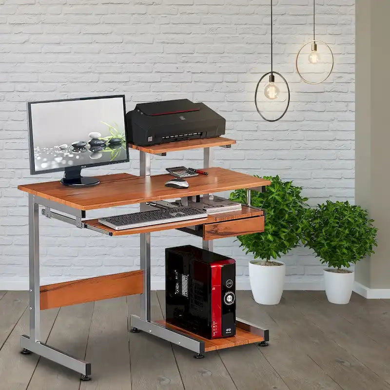 Computer Desk with Drawer and Pull-Out Keyboard Tray