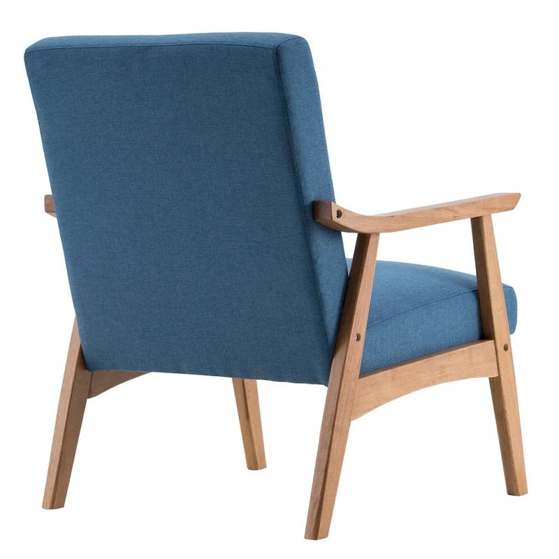 Retro Fabric Accent Chair with Solid Wood Frame