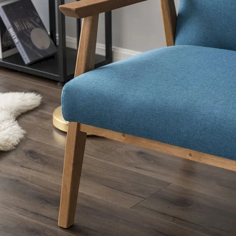 Retro Fabric Accent Chair with Solid Wood Frame