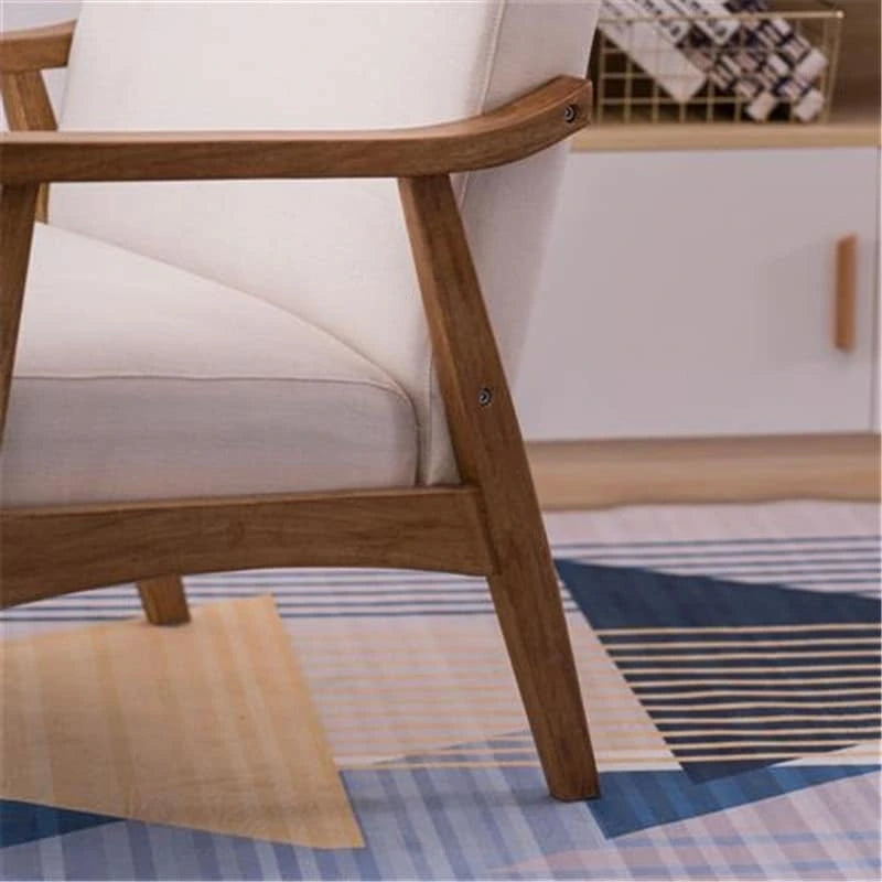 Retro Fabric Accent Chair with Solid Wood Frame