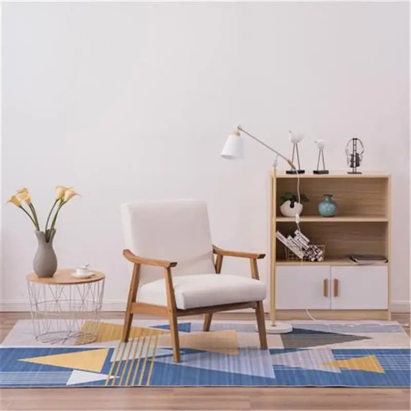Retro Fabric Accent Chair with Solid Wood Frame