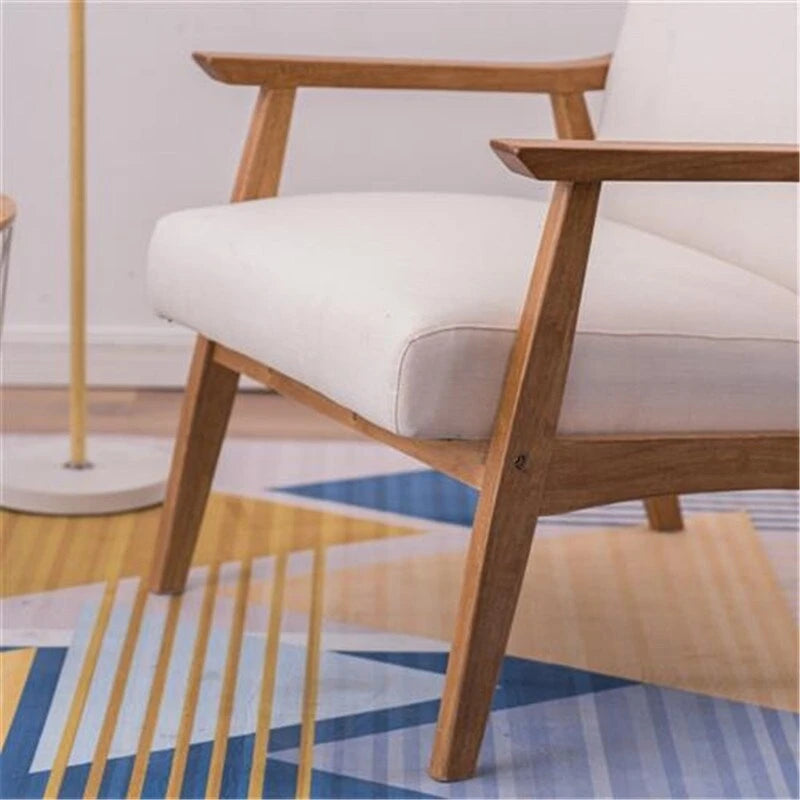 Retro Fabric Accent Chair with Solid Wood Frame