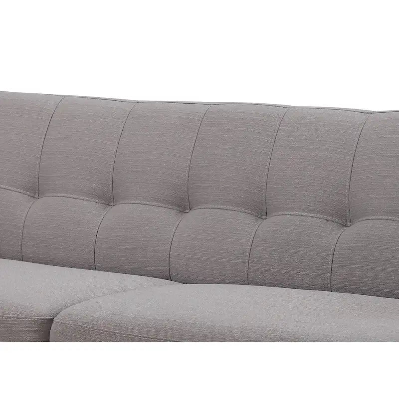 Mid-Century Modern Light Grey Tufted Sofa