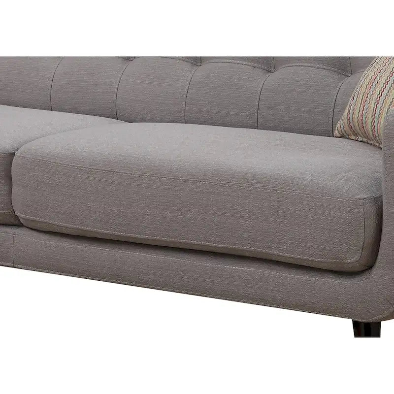 Mid-Century Modern Light Grey Tufted Sofa