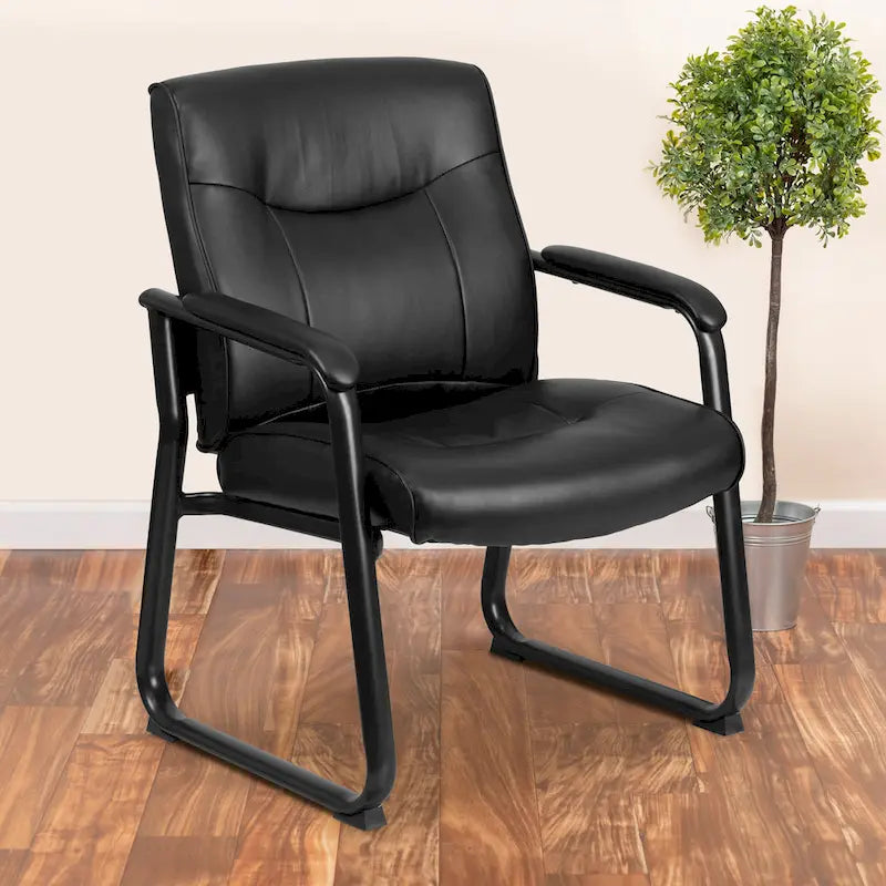 Big & Tall Soft Leather Sled Base Executive Reception Chair