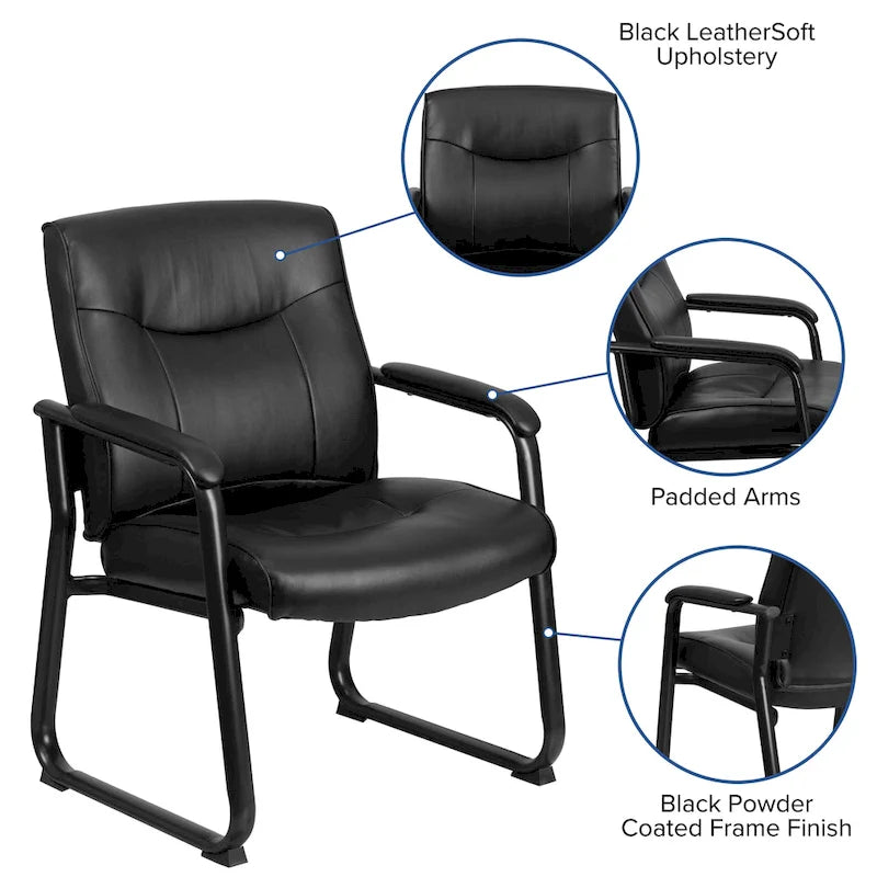 500 lb Capacity Padded Executive Reception Chair with Sled Base
