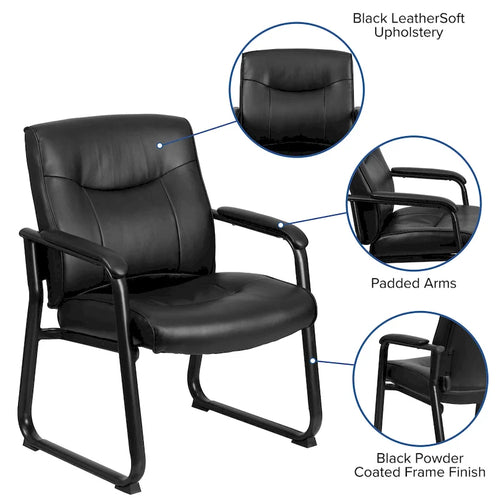 500 lb Capacity Padded Executive Reception Chair with Sled Base