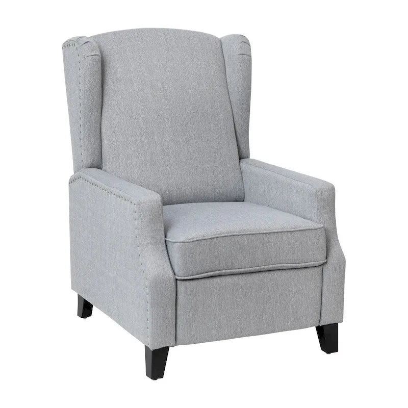 Pushback Wingback Recliner with Pocket Spring Seat and Nailhead Trim