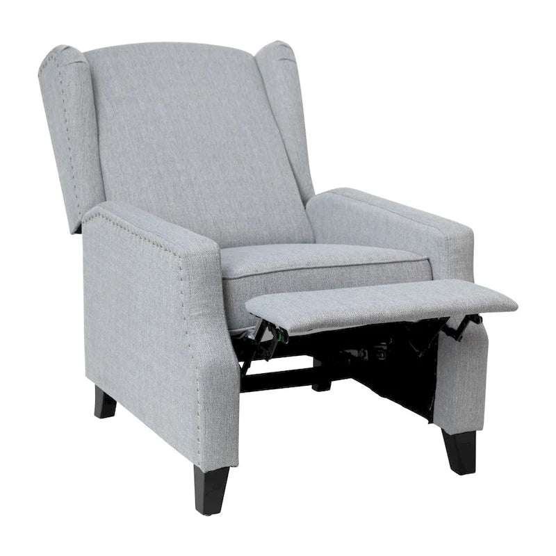 Pushback Wingback Recliner with Pocket Spring Seat and Nailhead Trim