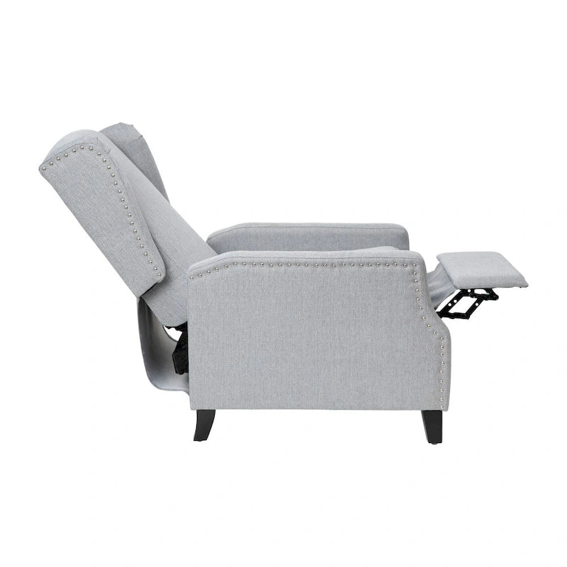 Pushback Wingback Recliner with Pocket Spring Seat and Nailhead Trim