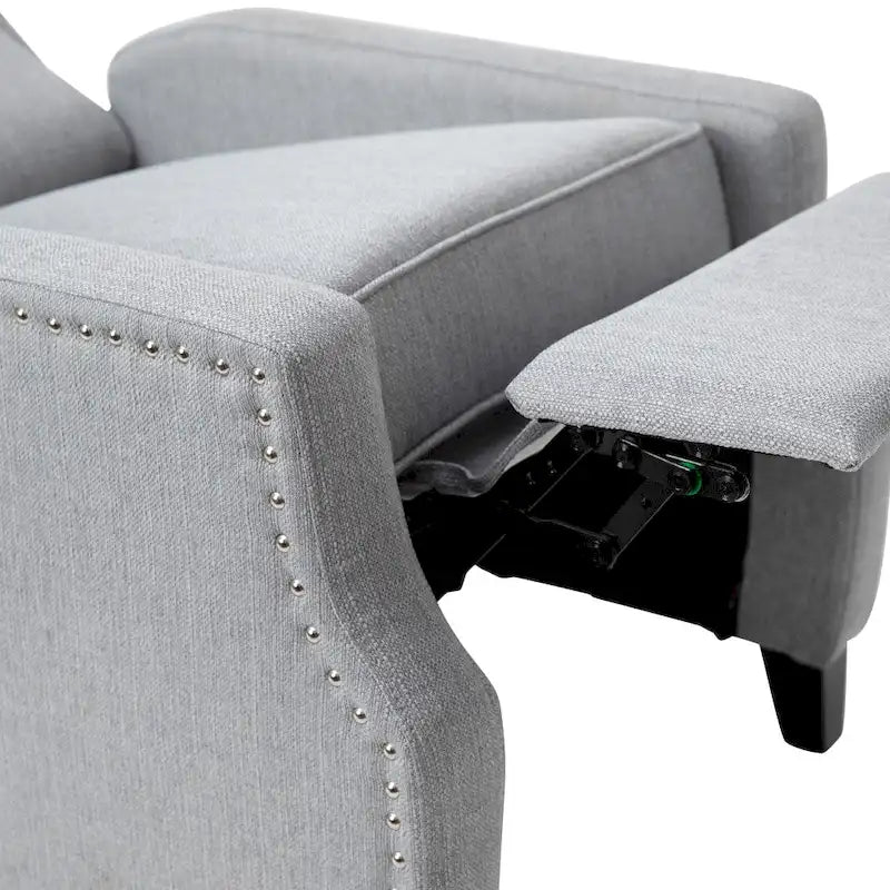 Pushback Wingback Recliner with Pocket Spring Seat and Nailhead Trim