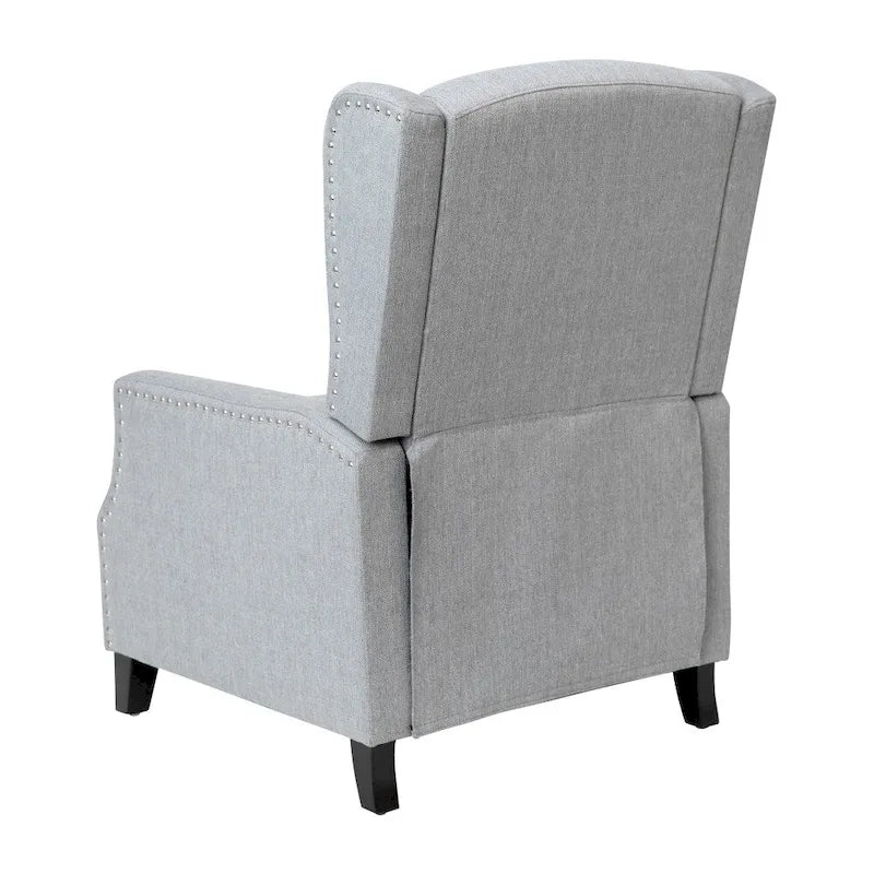 Pushback Wingback Recliner with Pocket Spring Seat and Nailhead Trim