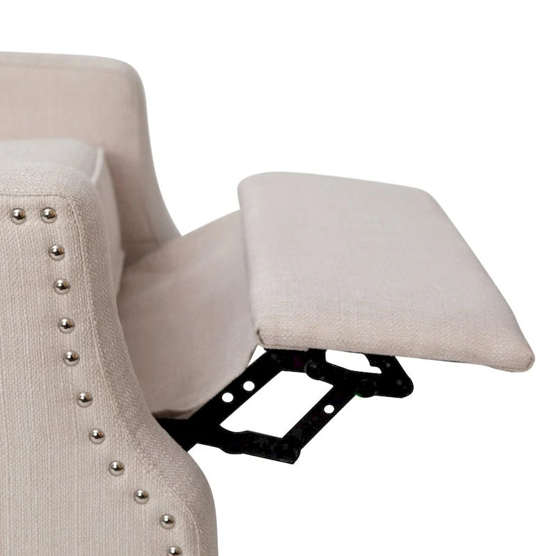 Pushback Wingback Recliner with Pocket Spring Seat and Nailhead Trim
