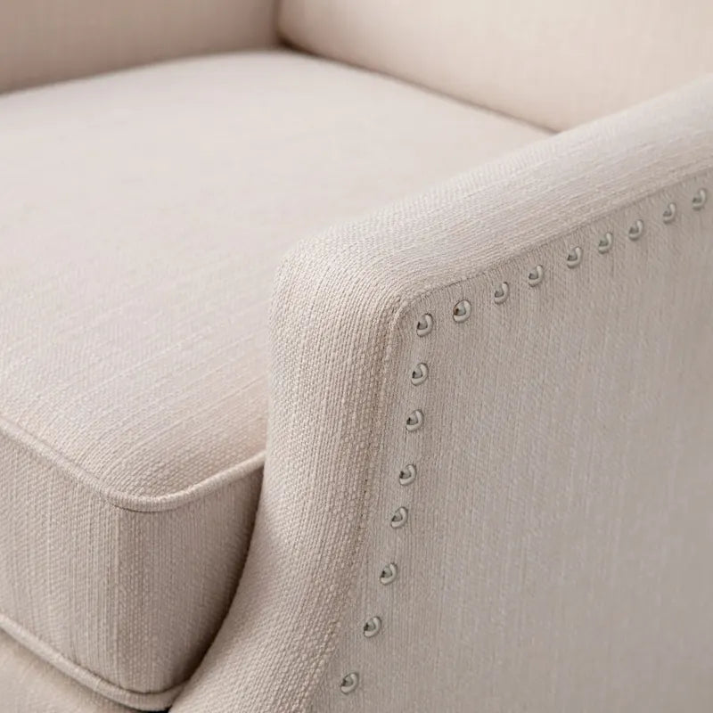 Pushback Wingback Recliner with Pocket Spring Seat and Nailhead Trim