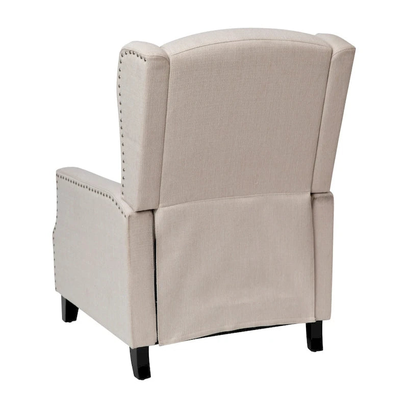 Pushback Wingback Recliner with Pocket Spring Seat and Nailhead Trim