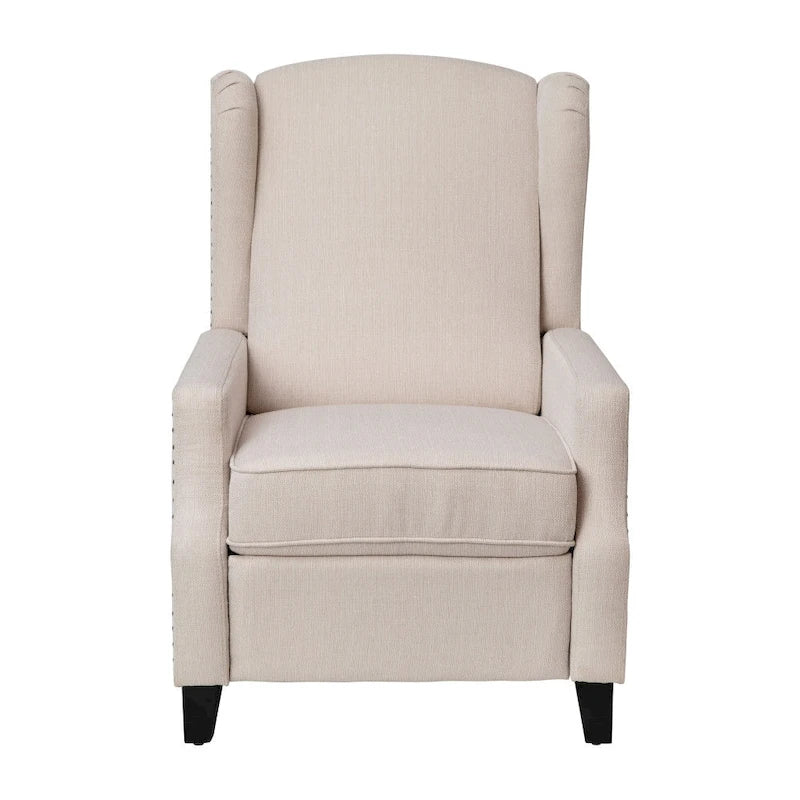 Pushback Wingback Recliner with Pocket Spring Seat and Nailhead Trim