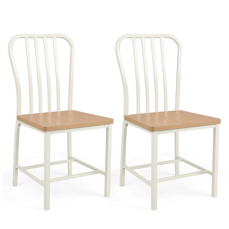 Set of 2 Armless Spindle Back Dining Chairs with Contoured Seats