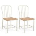 Set of 2 Armless Spindle Back Dining Chairs with Contoured Seats